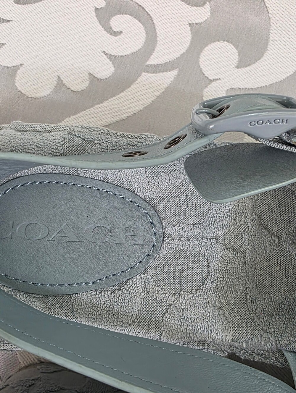 Coach Noelle Signature Sandals Baby Blue Terry Cloth Womens Platform Sz 9.5 B - Picture 9 of 15